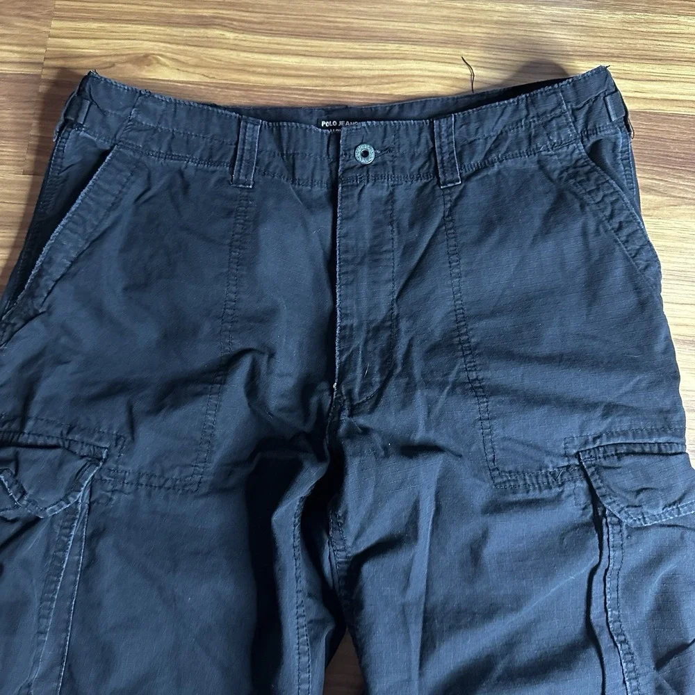 Vintage Y2K Polo Jeans Ralph Lauren Military Surplus Cargo Pants Men 36x30 Black